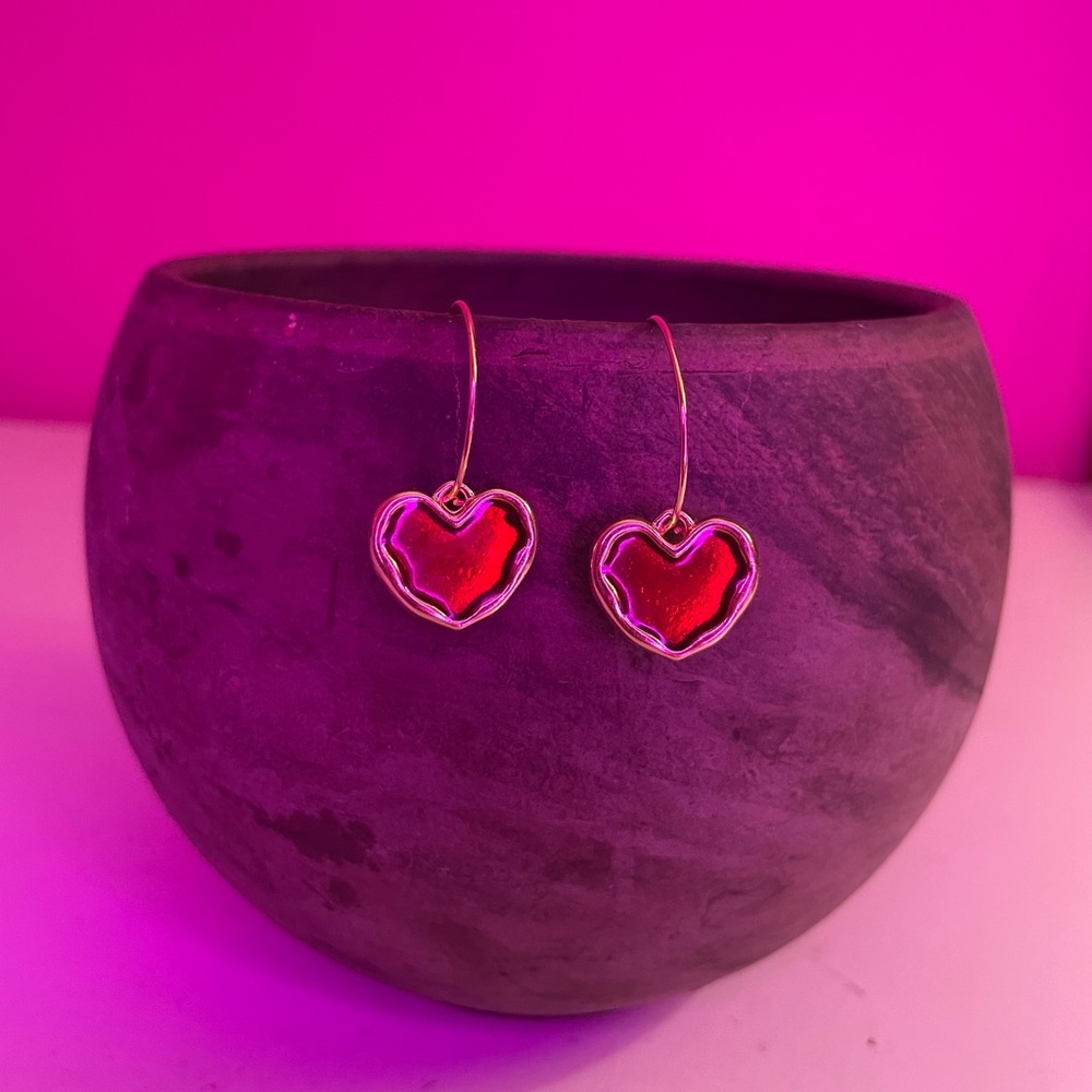 Red Love Heart Earrings Personality Ear Jewelry For Women Valentine's